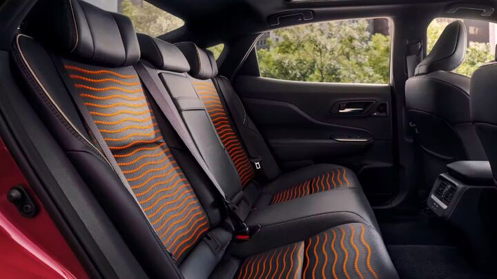 Interior of vehicle showing heated seats radiating