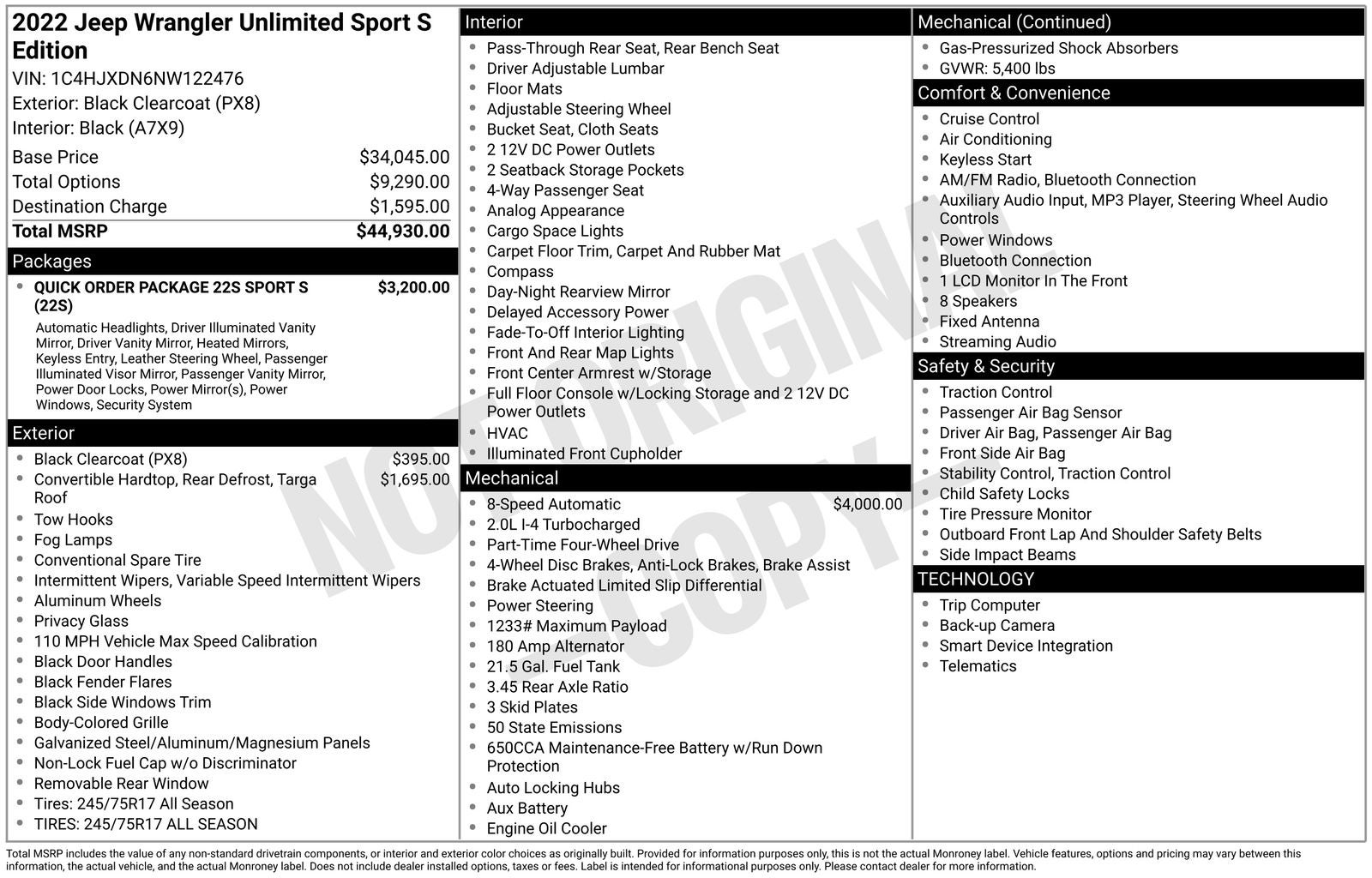 2022 Jeep Wrangler Unlimited Sport S