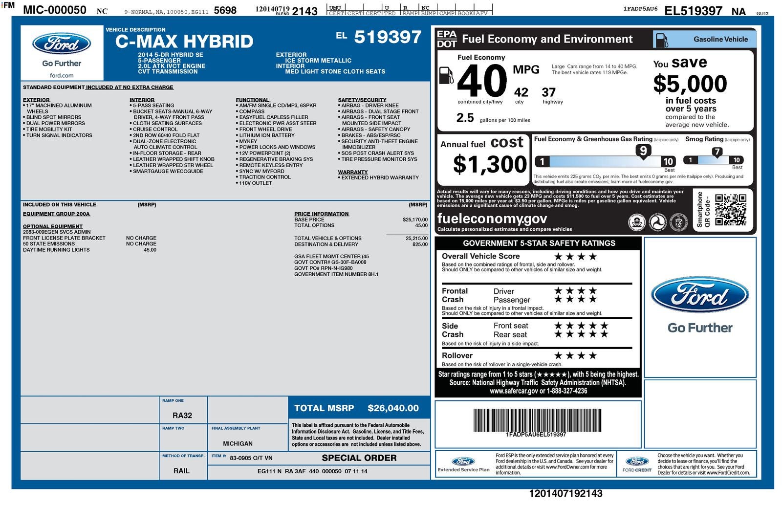2014 Ford C-Max Hybrid SE