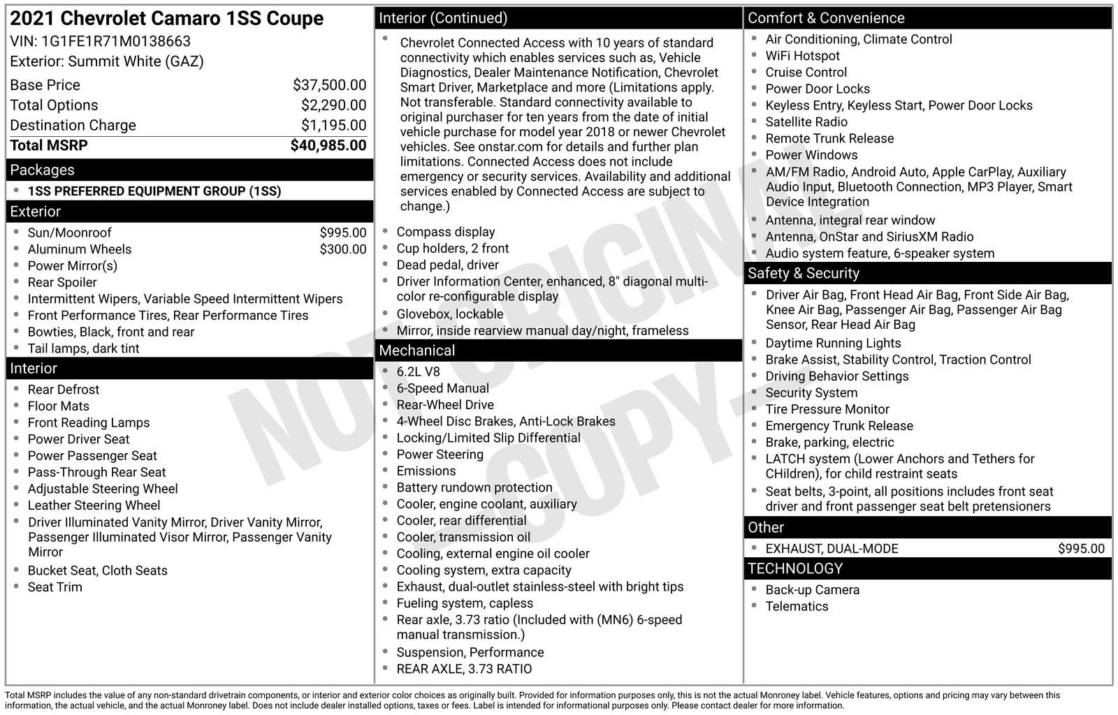 2021 Chevrolet Camaro SS 1SS