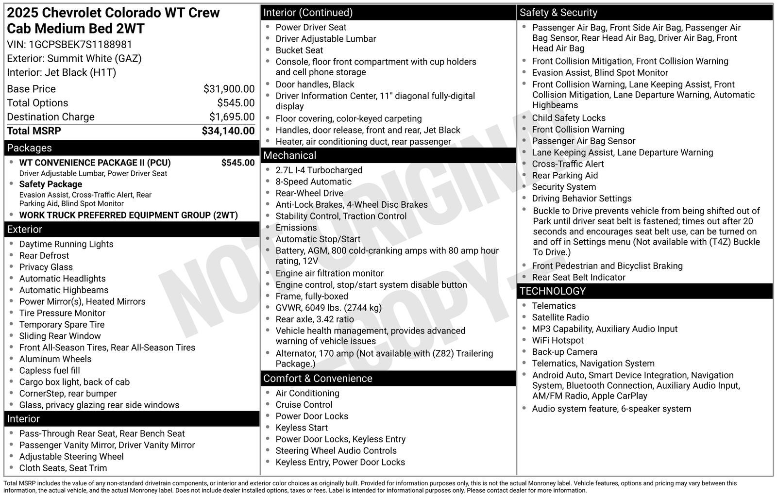 2025 Chevrolet Colorado Work Truck