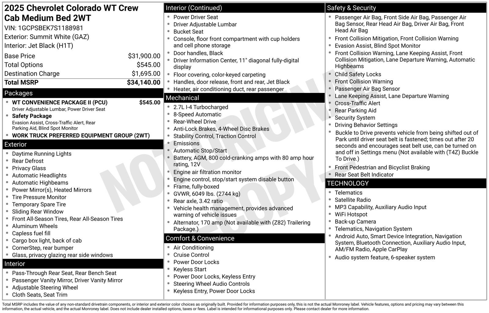 2025 Chevrolet Colorado Work Truck