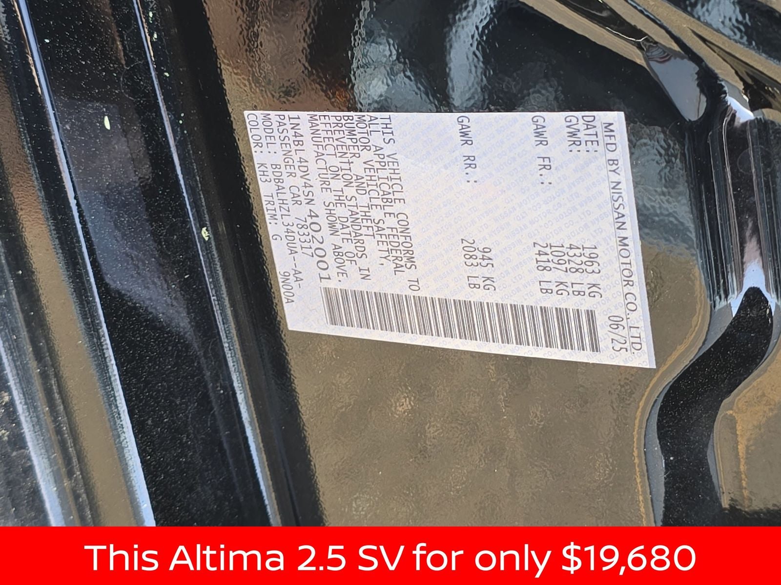 2025 Nissan Altima 2.5 SV