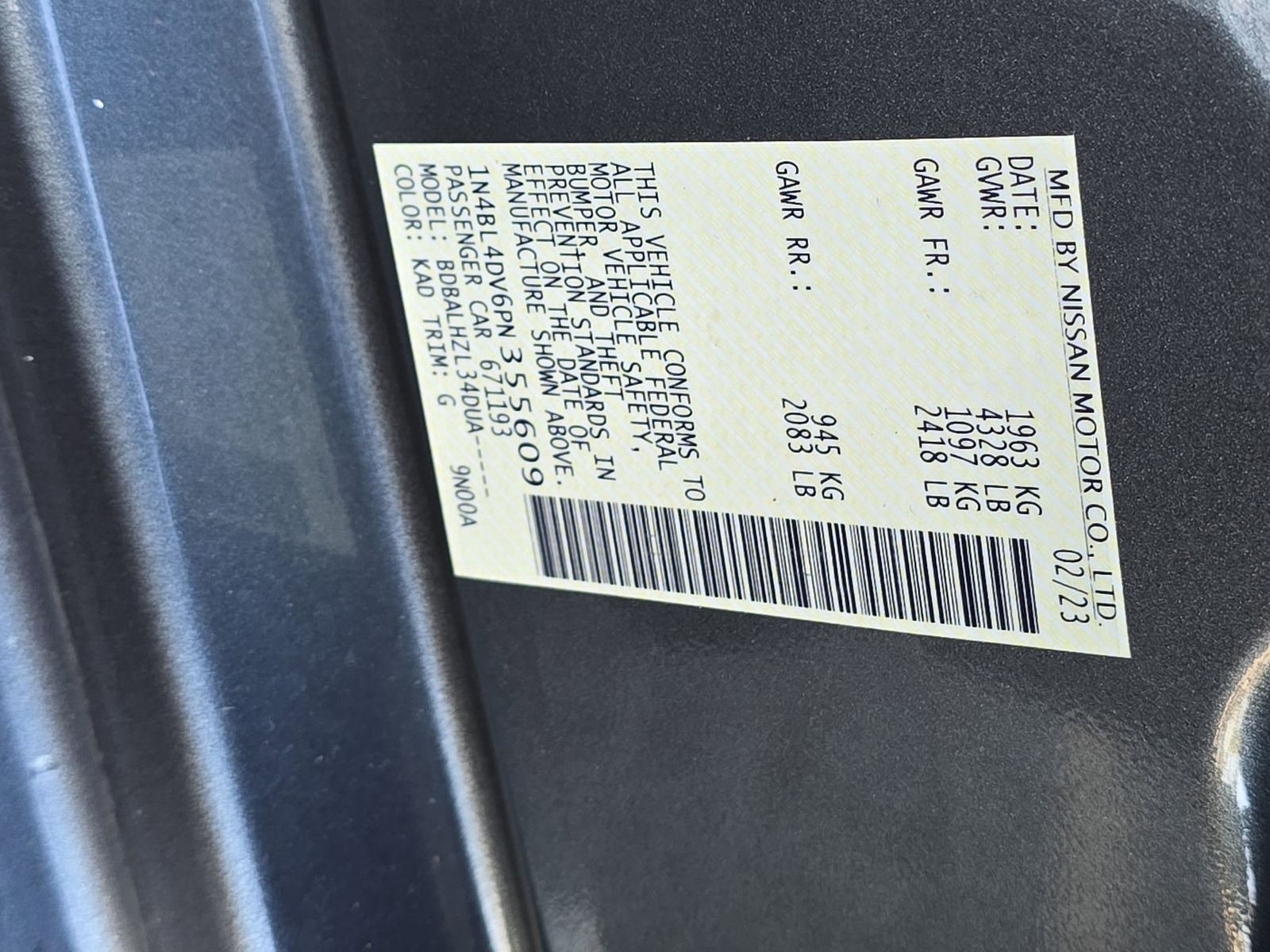 2023 Nissan Altima 2.5 SV