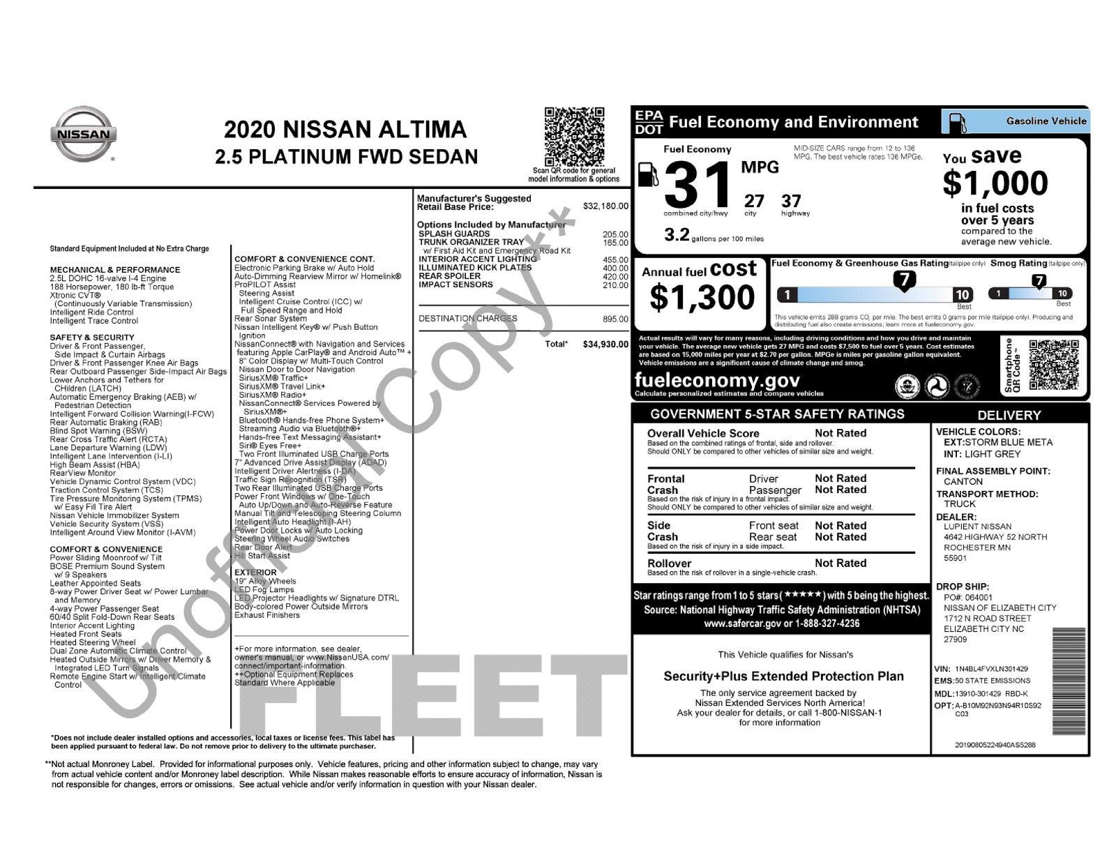 2020 Nissan Altima 2.5 Platinum