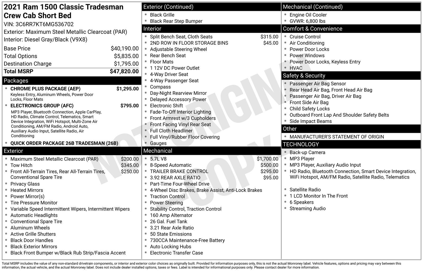 2021 RAM 1500 Classic Tradesman
