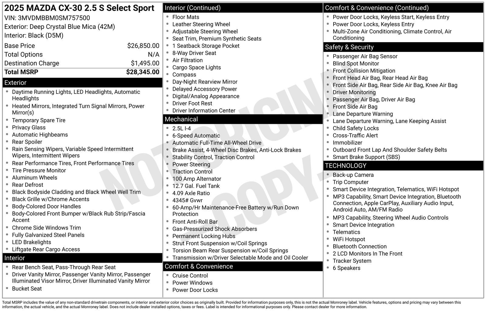 2025 Mazda Mazda CX-30 2.5 S Select Sport