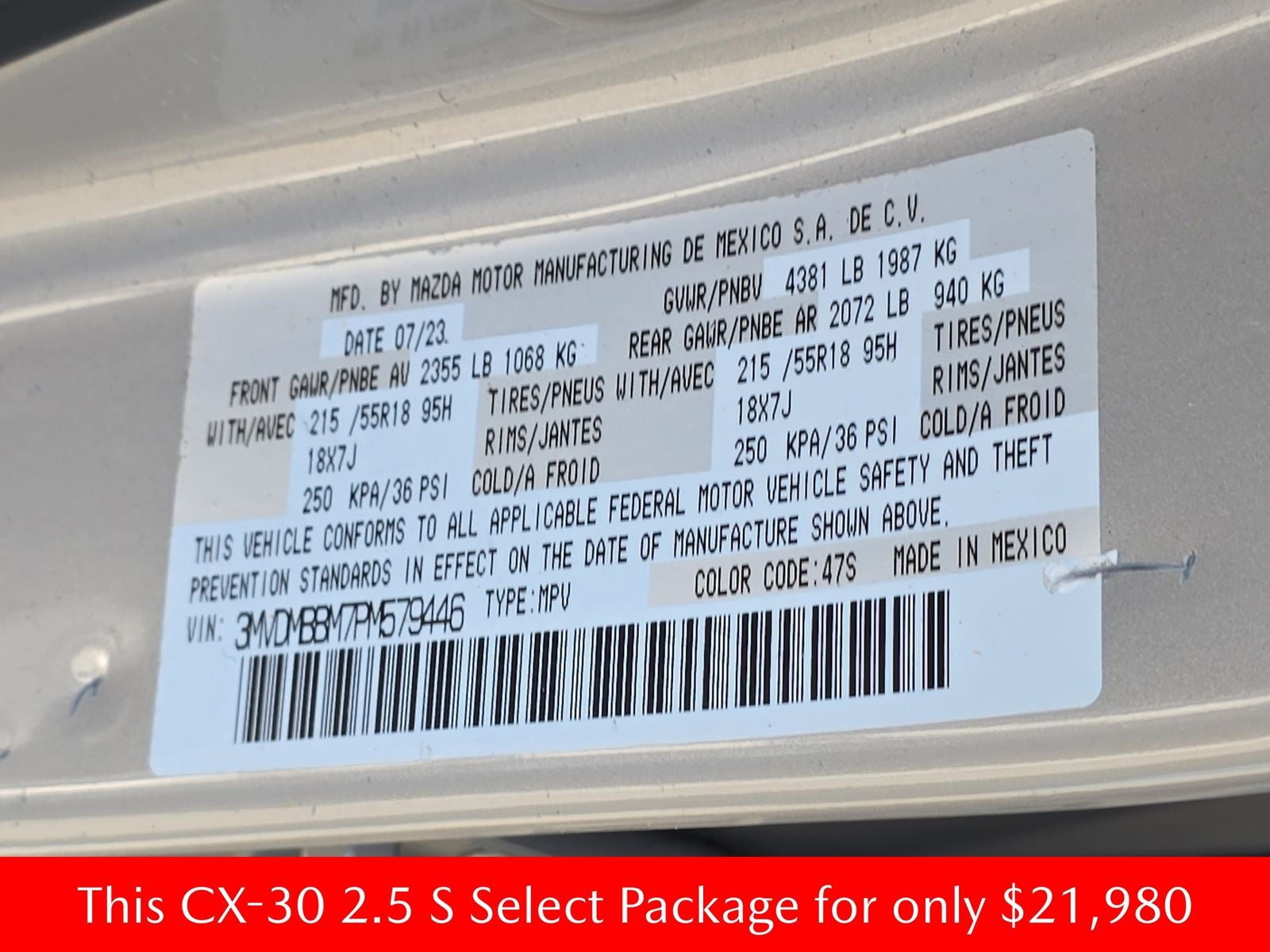 2023 Mazda Mazda CX-30 2.5 S Select Package