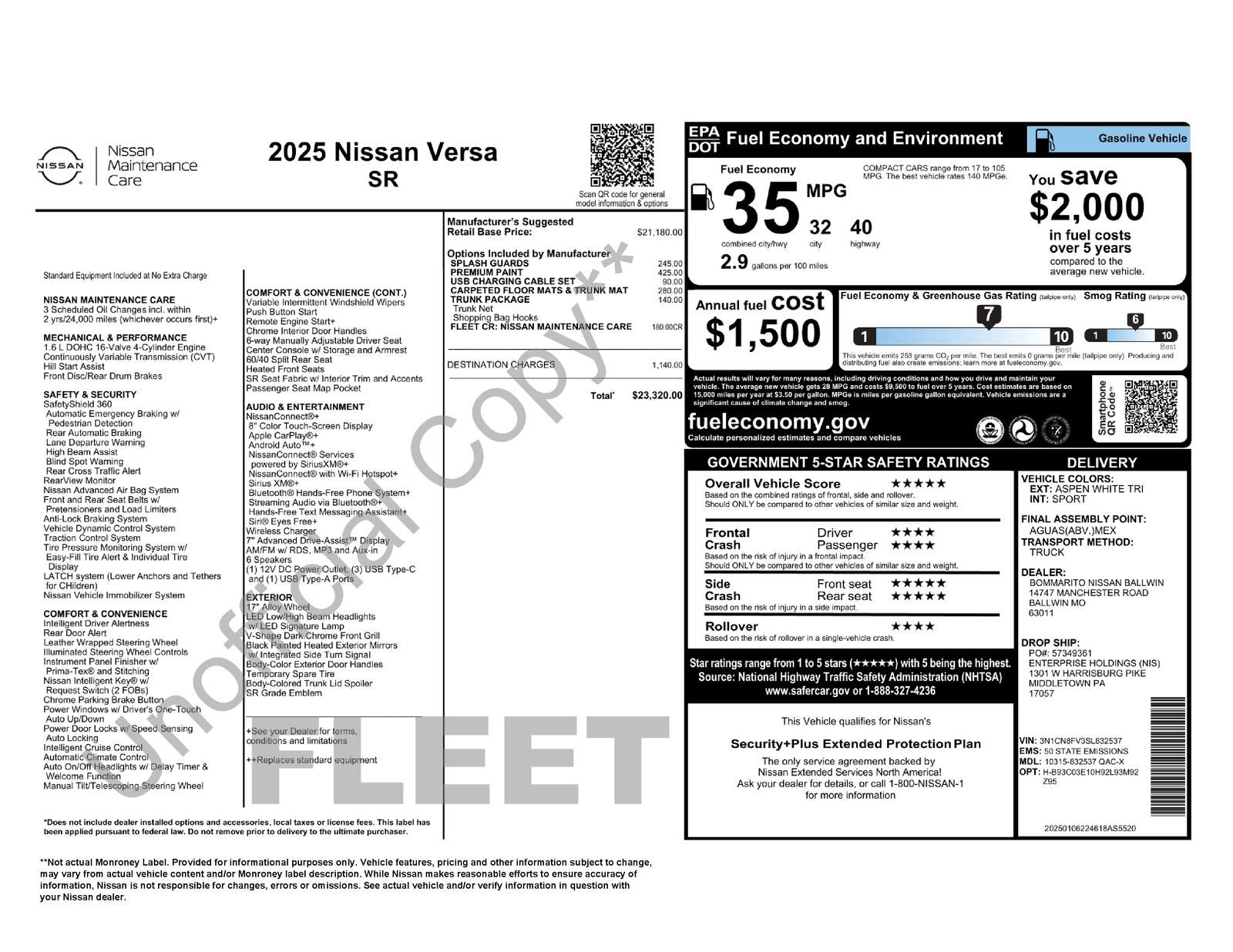 2025 Nissan Versa 1.6 SR