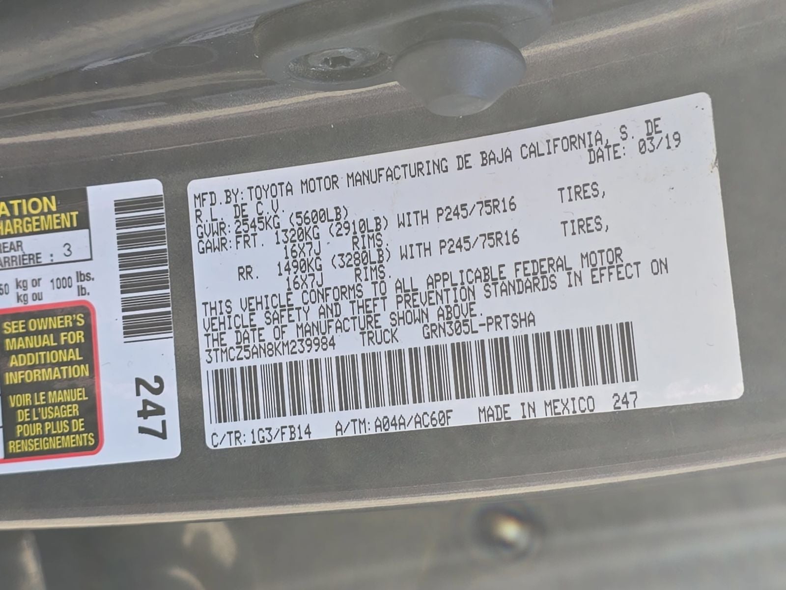 2019 Toyota Tacoma SR V6