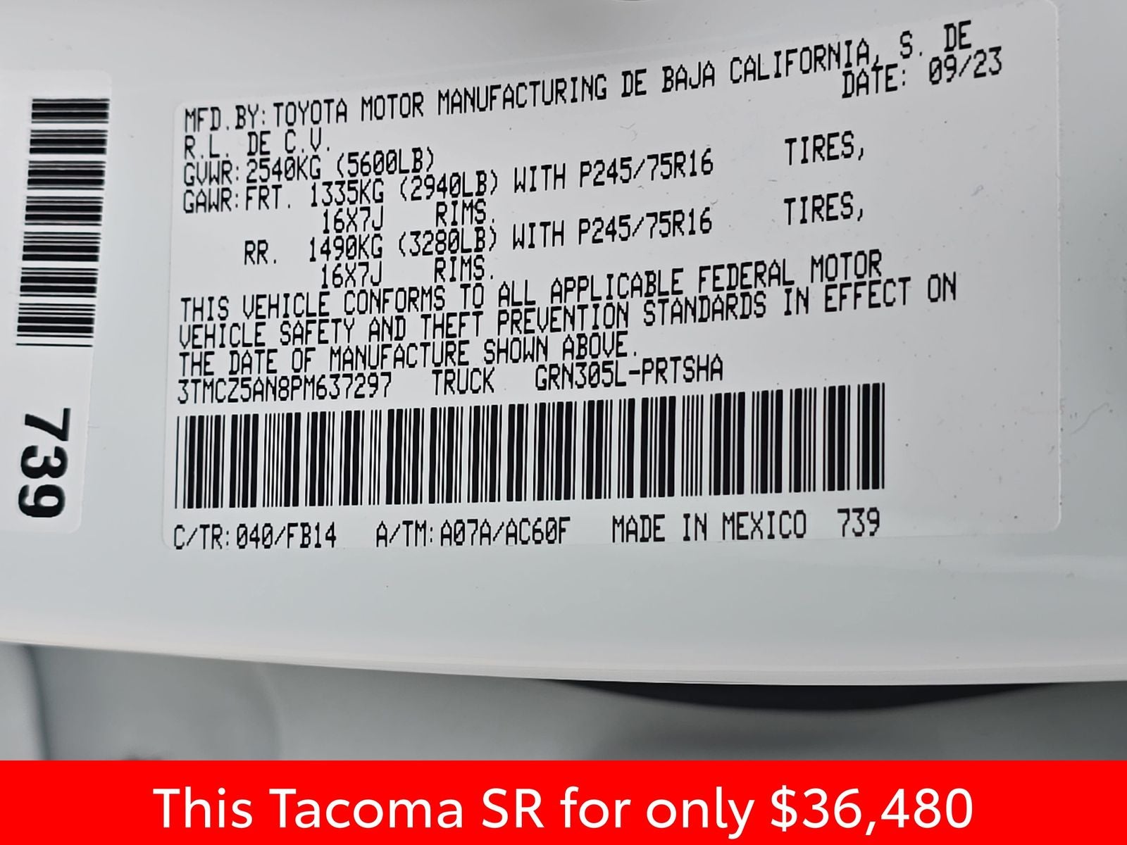 2023 Toyota Tacoma SR V6