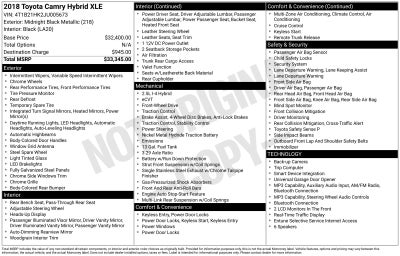 2018 Toyota Camry Hybrid XLE