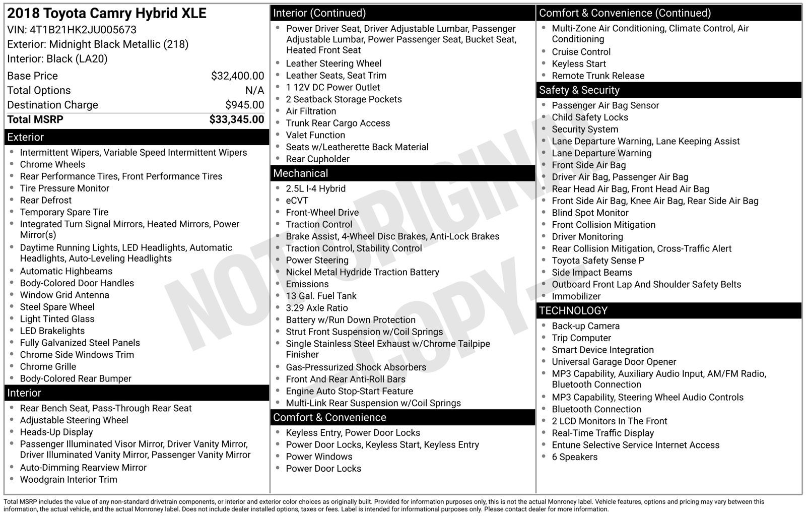 2018 Toyota Camry Hybrid XLE