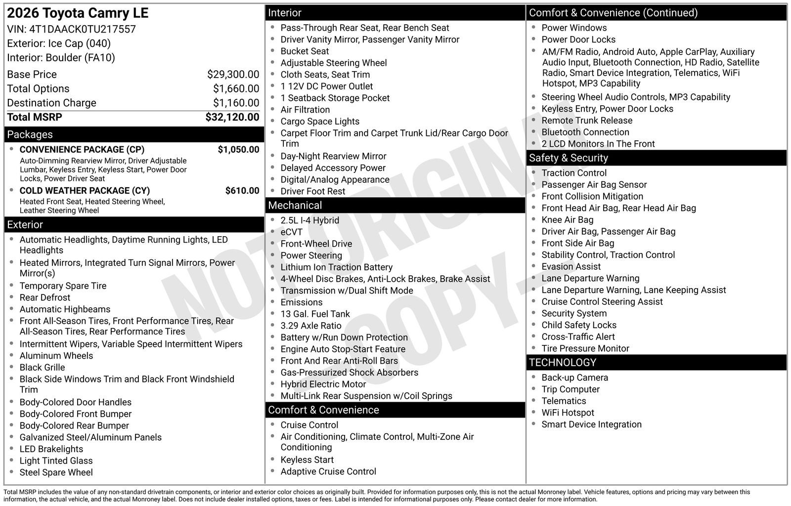2026 Toyota Camry LE