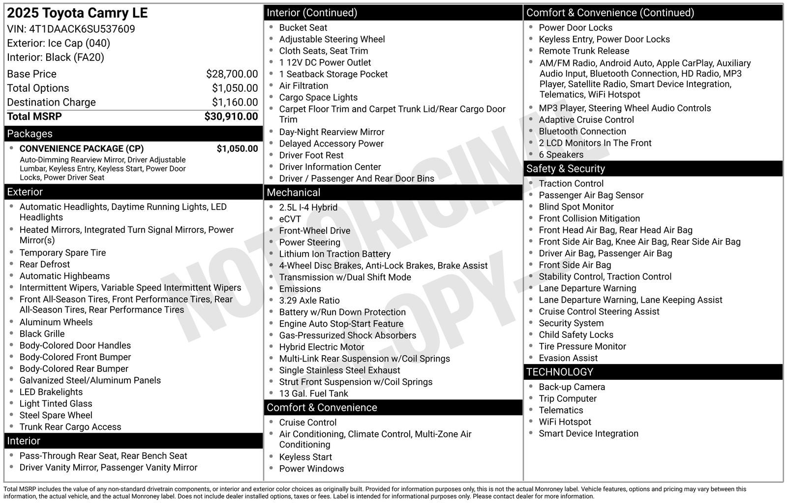2025 Toyota Camry LE