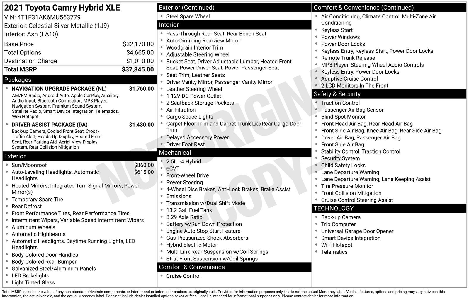 2021 Toyota Camry Hybrid XLE