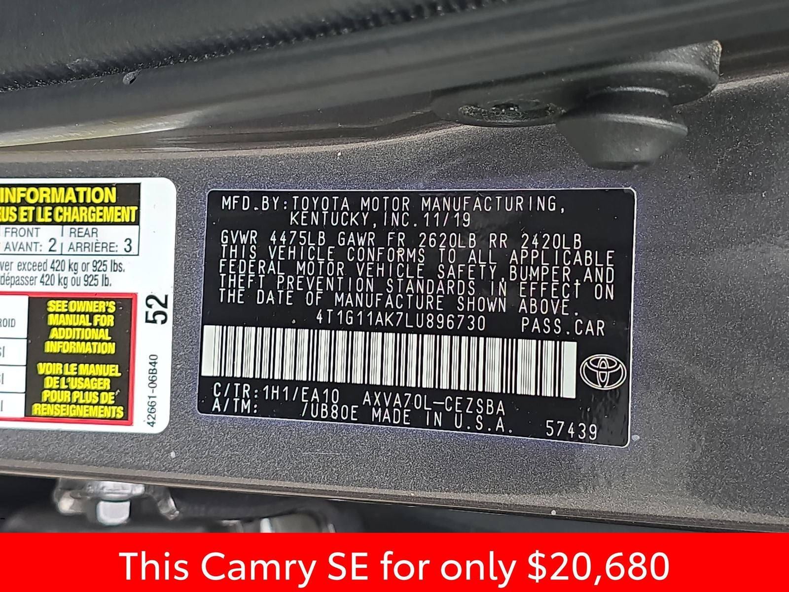 2020 Toyota Camry SE