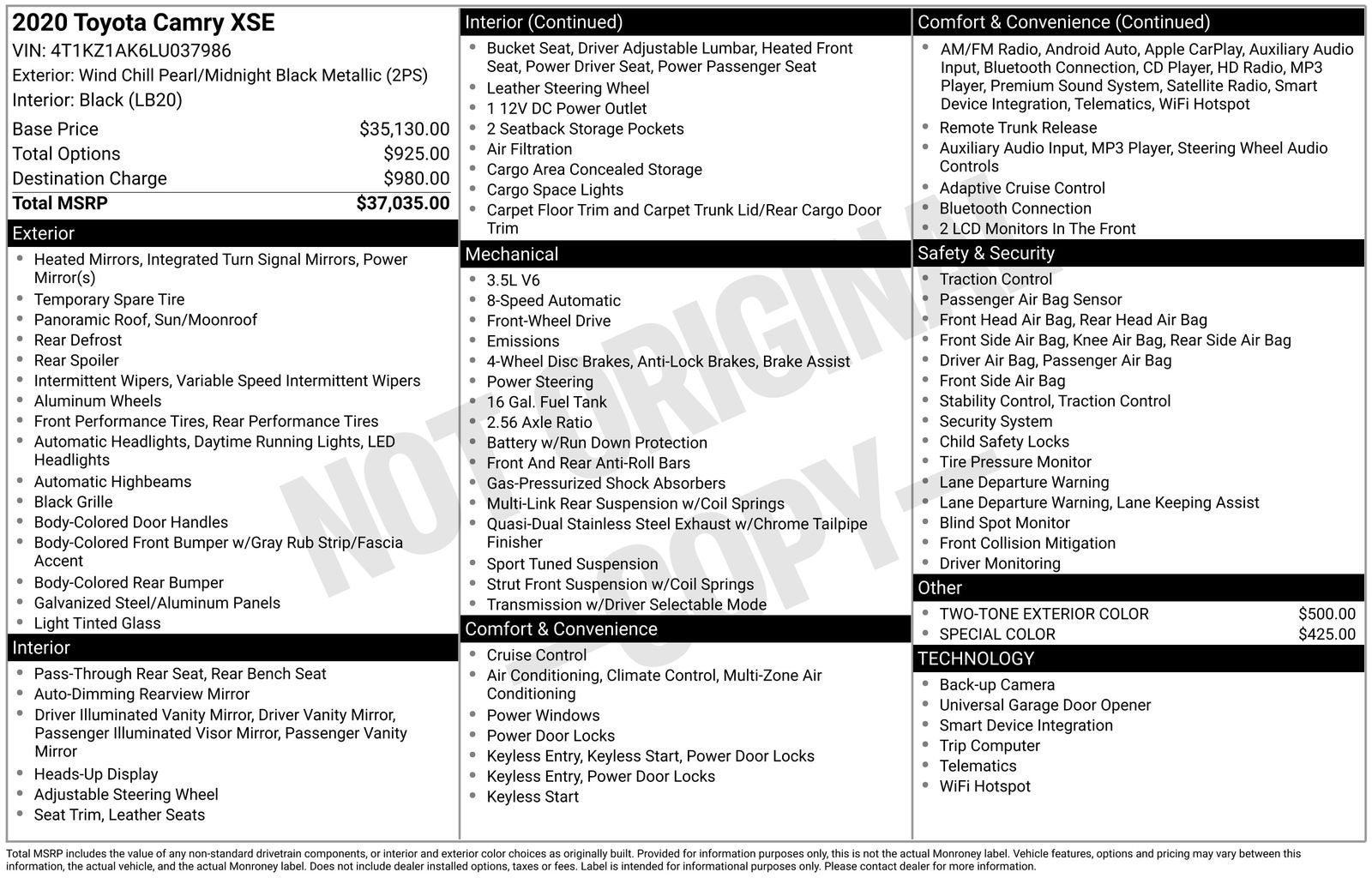 2020 Toyota Camry XSE V6