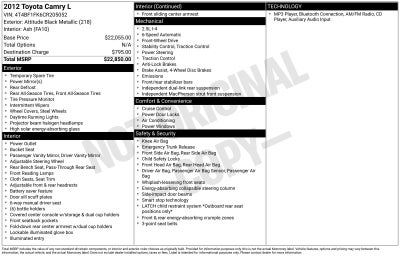2012 Toyota Camry L