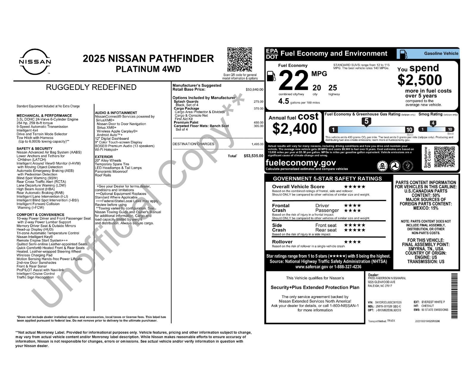 2025 Nissan Pathfinder Platinum