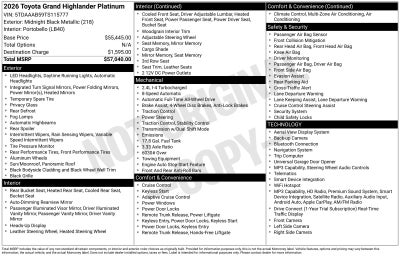 2026 Toyota Grand Highlander Platinum