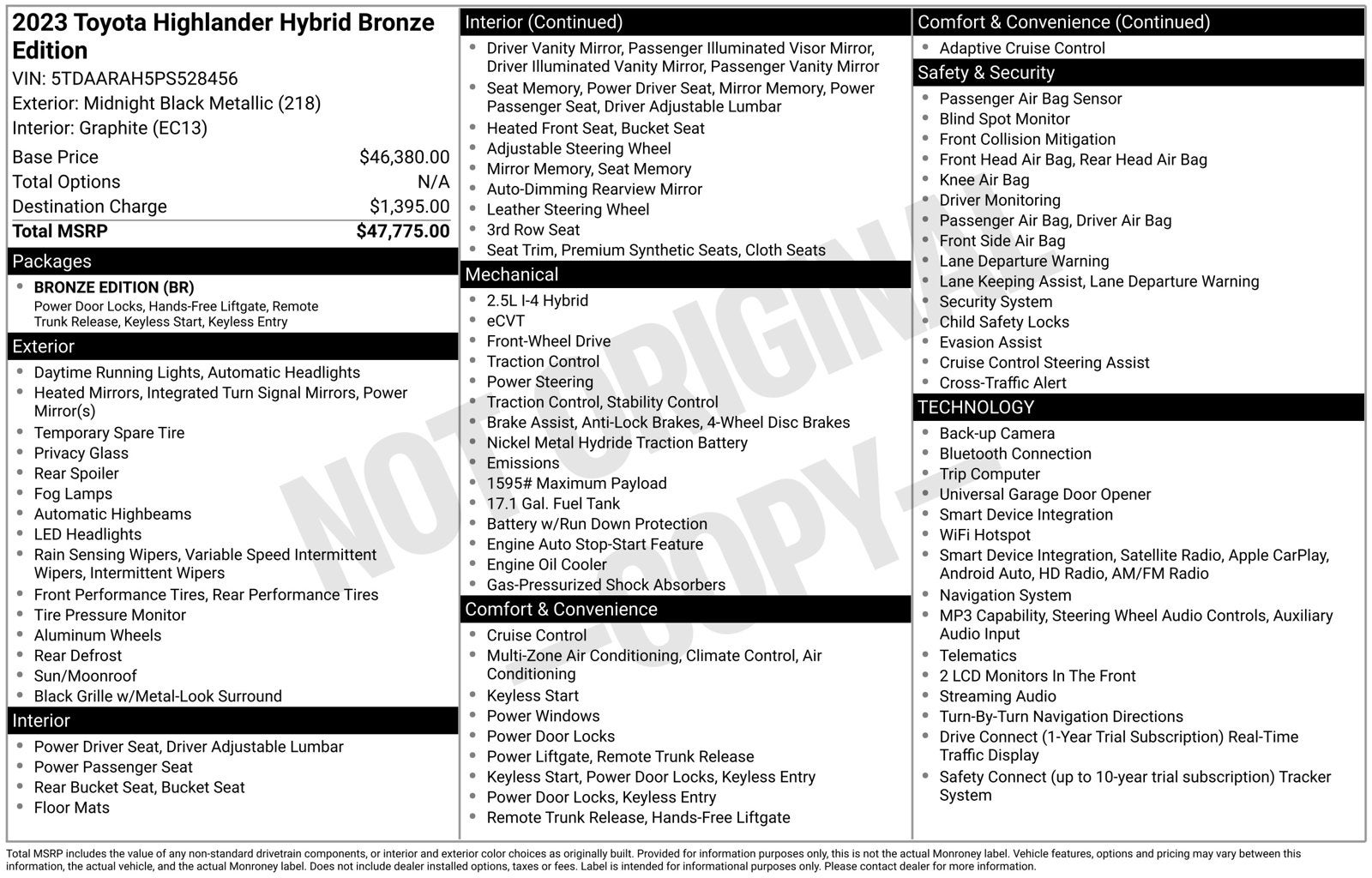 2023 Toyota Highlander Hybrid Bronze Edition