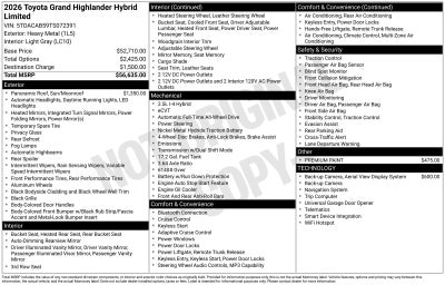 2026 Toyota Grand Highlander Hybrid Limited