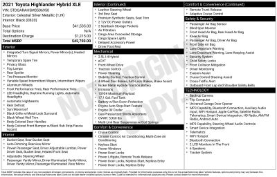 2021 Toyota Highlander Hybrid XLE