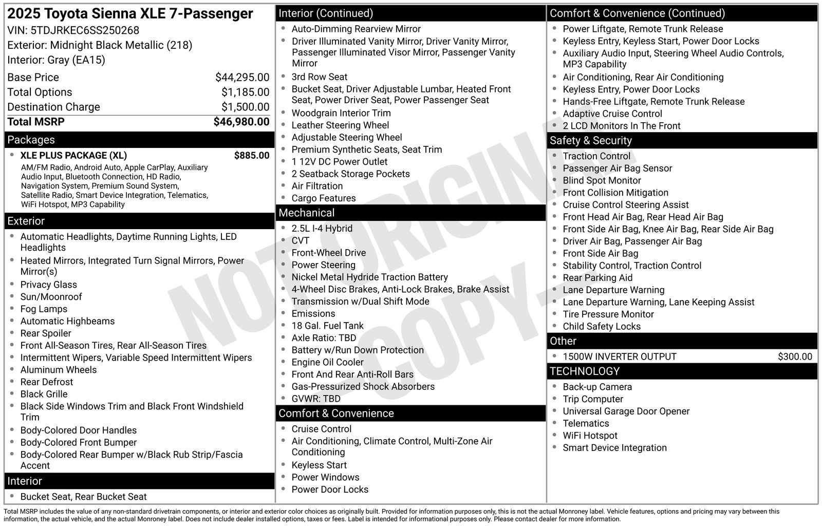 2025 Toyota Sienna XLE 7 Passenger