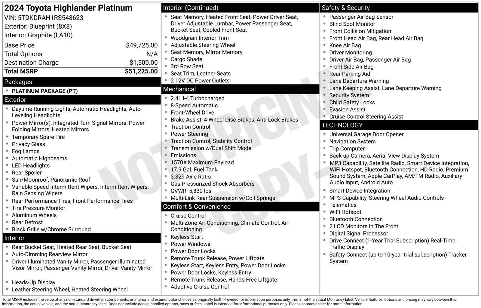 2024 Toyota Highlander Platinum