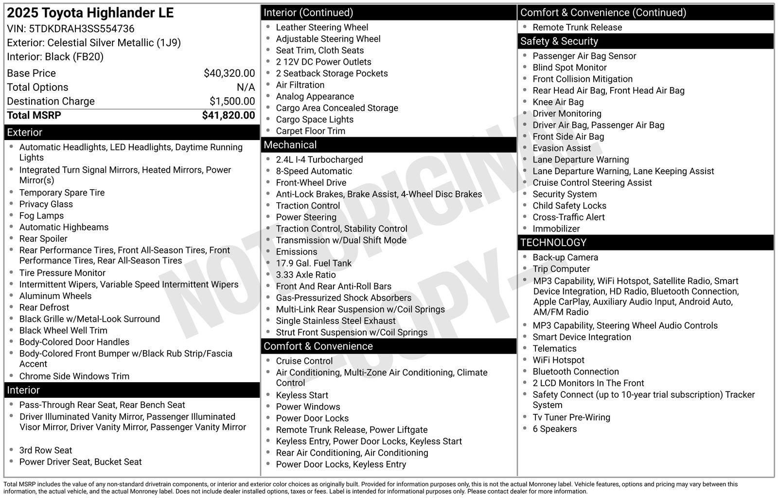 2025 Toyota Highlander LE