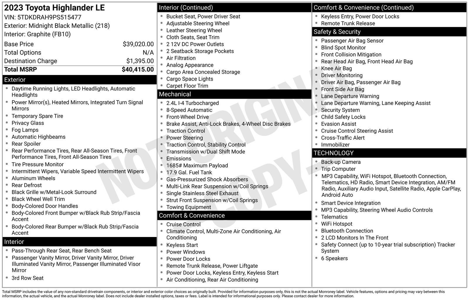 2023 Toyota Highlander LE