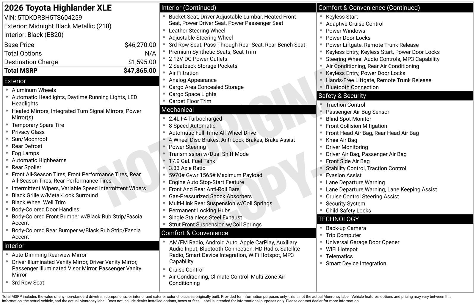2026 Toyota Highlander XLE