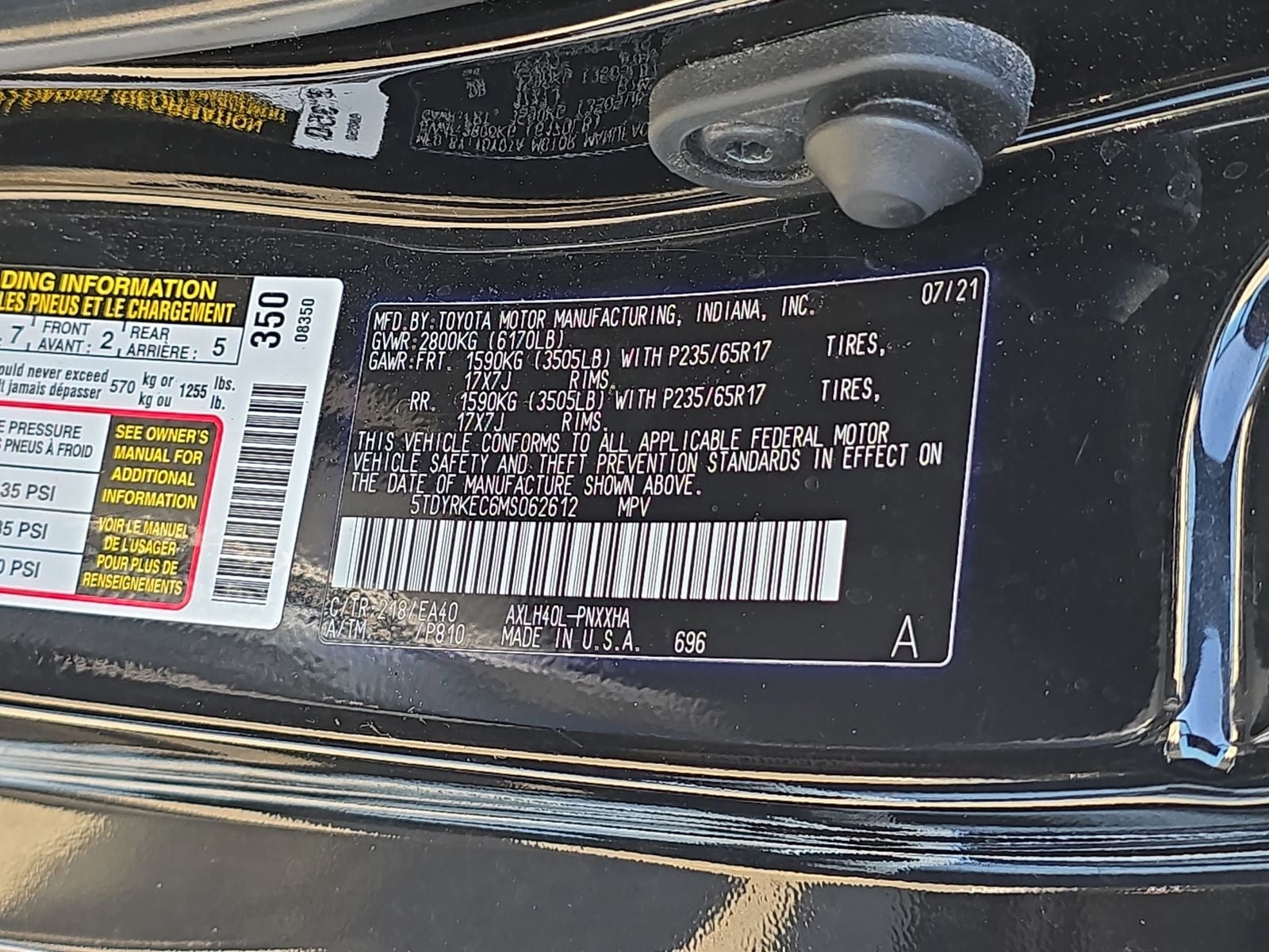 2021 Toyota Sienna XLE 7 Passenger