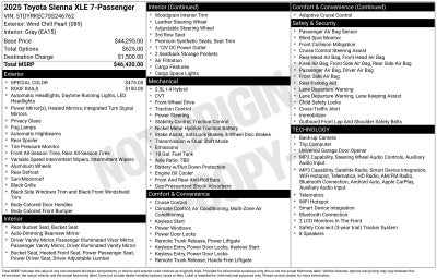 2025 Toyota Sienna XLE 7 Passenger