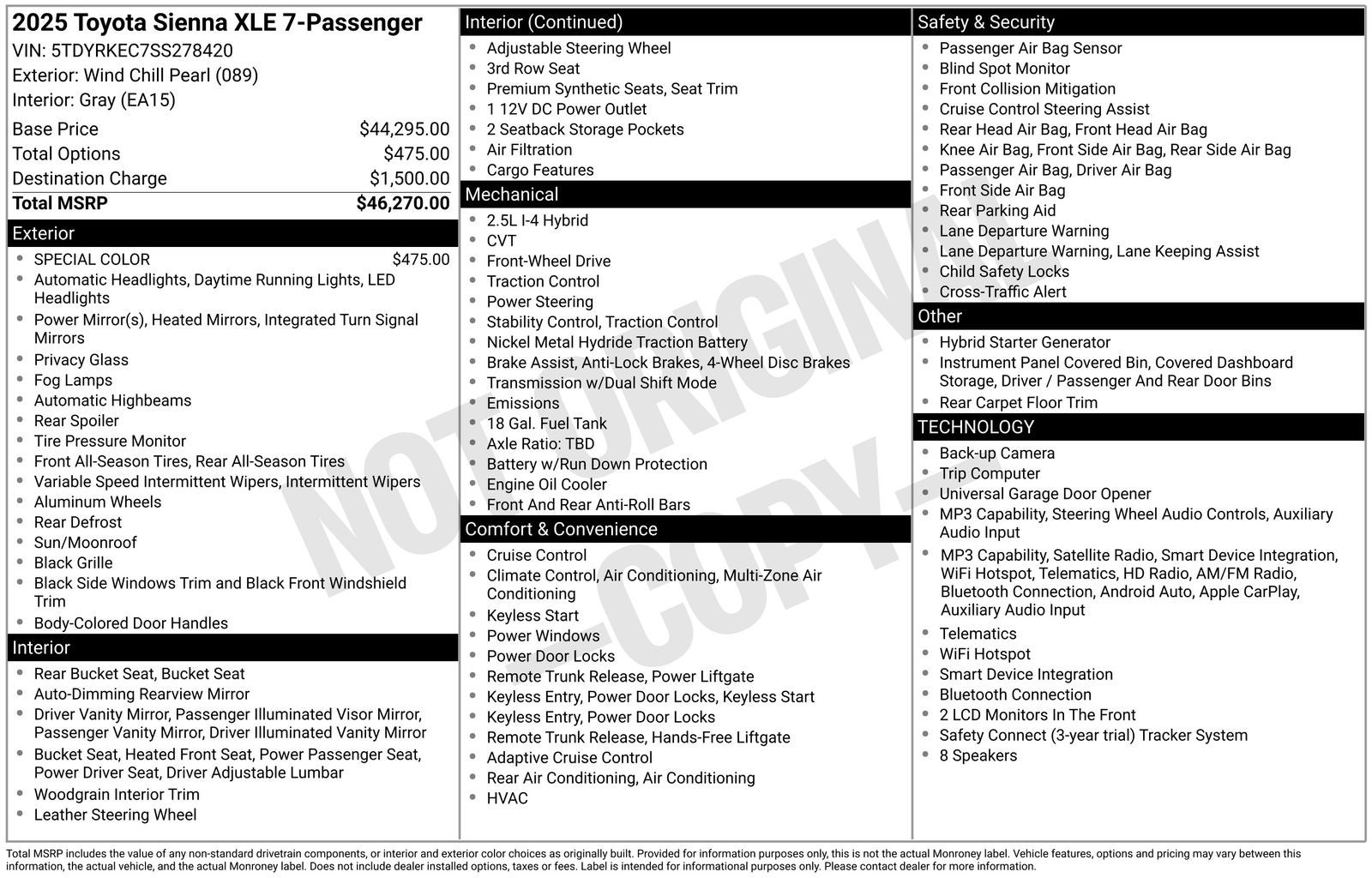 2025 Toyota Sienna XLE 7 Passenger