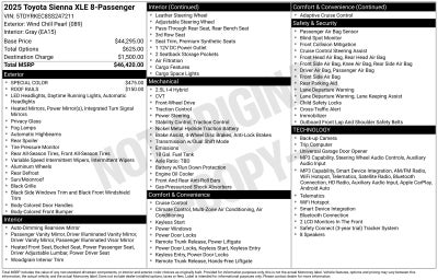 2025 Toyota Sienna XLE 8 Passenger