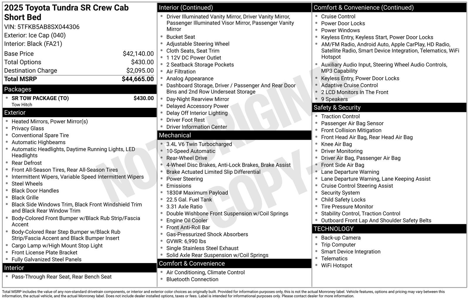 2025 Toyota Tundra SR