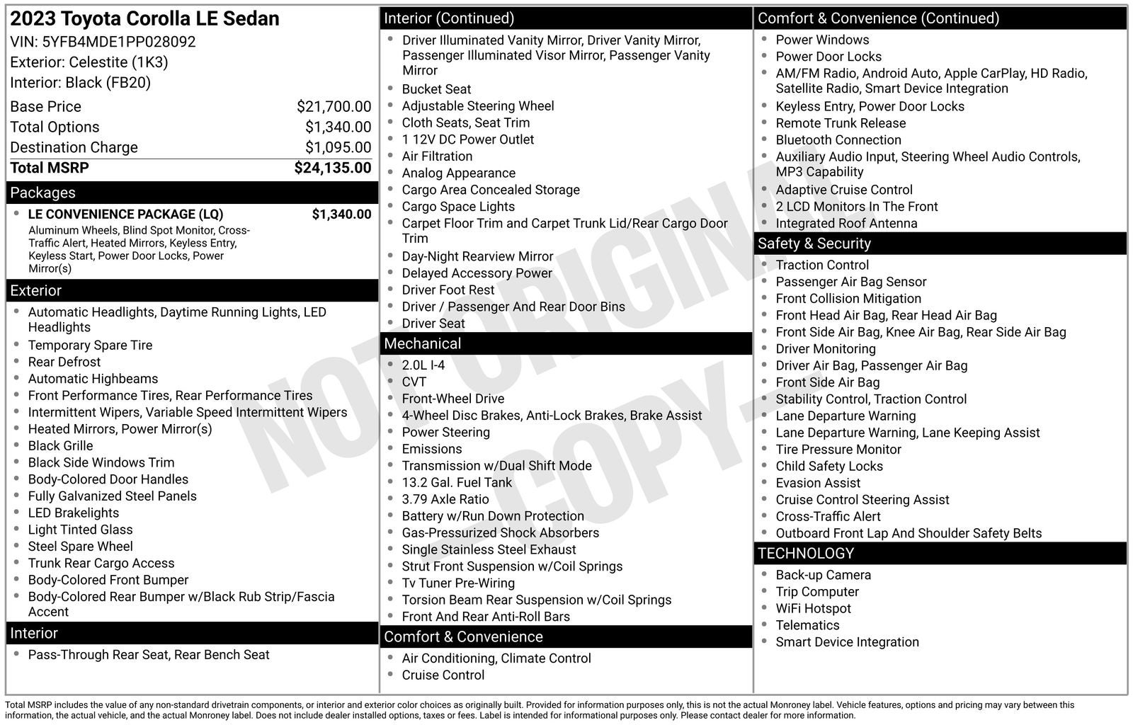 2023 Toyota Corolla LE