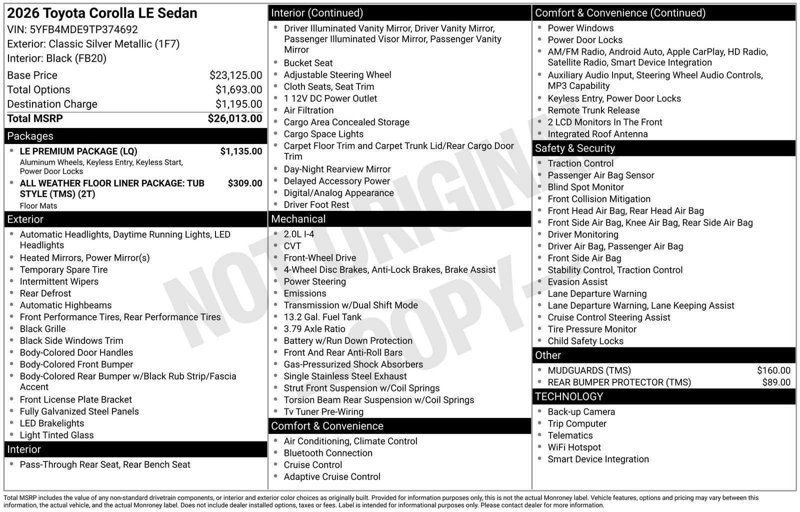 2026 Toyota Corolla LE