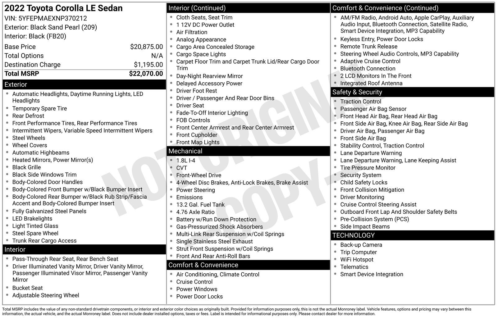 2022 Toyota Corolla LE