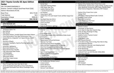 2021 Toyota Corolla APEX SE