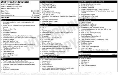 2023 Toyota Corolla SE