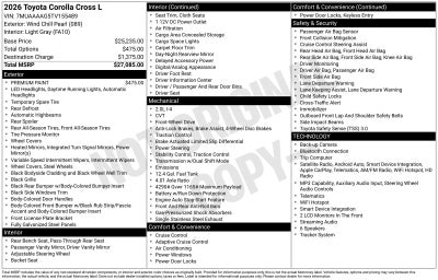 2026 Toyota Corolla Cross L