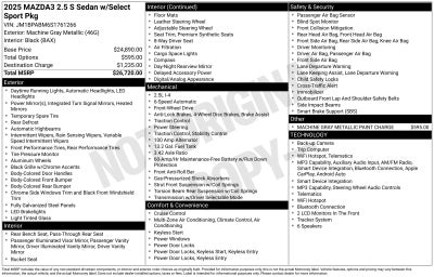 2025 Mazda Mazda3 2.5 S Select Sport