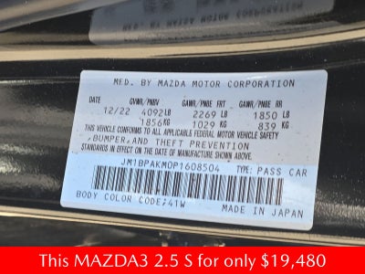 2023 Mazda Mazda3 2.5 S Select Package