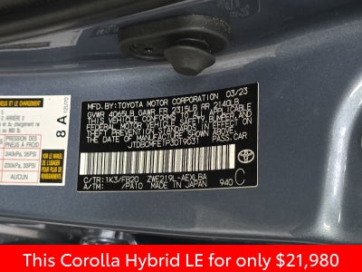 2023 Toyota Corolla Hybrid LE