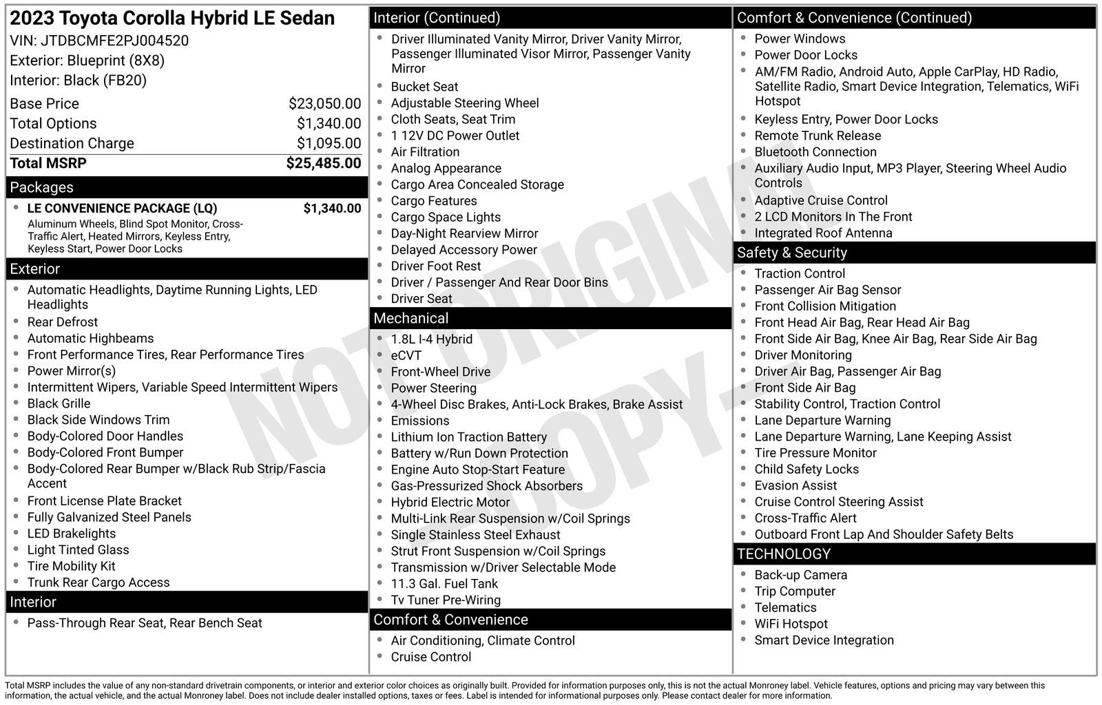 2023 Toyota Corolla Hybrid LE