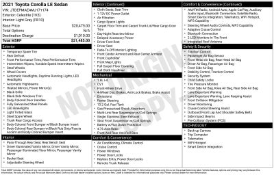 2021 Toyota Corolla LE