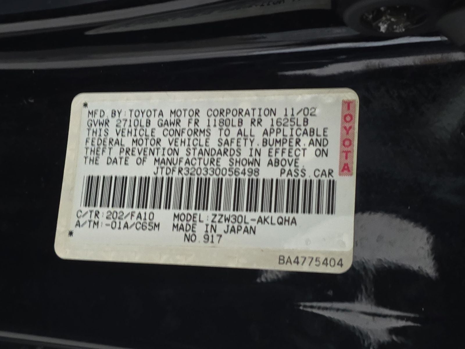 2003 Toyota MR2 Spyder Base